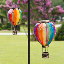 Load image into Gallery viewer, two hanging Hot Air Balloon Hanging Solar Lantern Large - Rainbow
