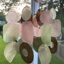 Load image into Gallery viewer, Two-tiered Capiz Shell Wind Chime - Mauve/Seafoam

