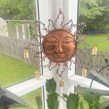 Load image into Gallery viewer, Happy Sun Wind Chime with Bells and Beads - Festive Copper Hanging Decor - Dyenamic Art
