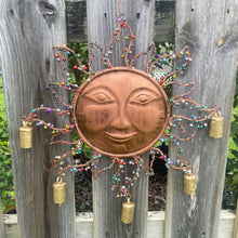 Load image into Gallery viewer, Happy Sun Wind Chime with Bells and Beads - Festive Copper Hanging Decor - Dyenamic Art
