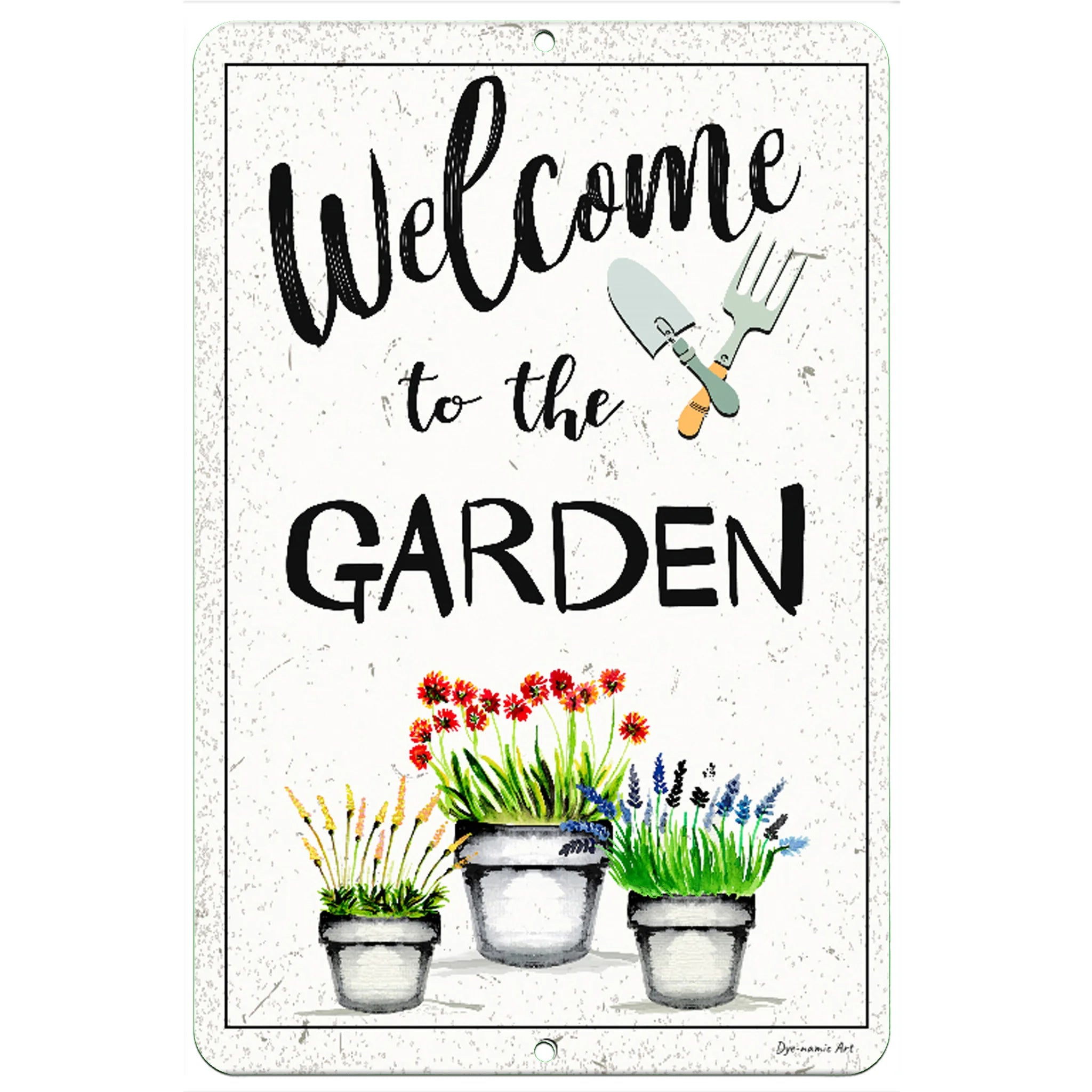 Welcome to the Garden Sign - Potted Plants Metal Wall Art for