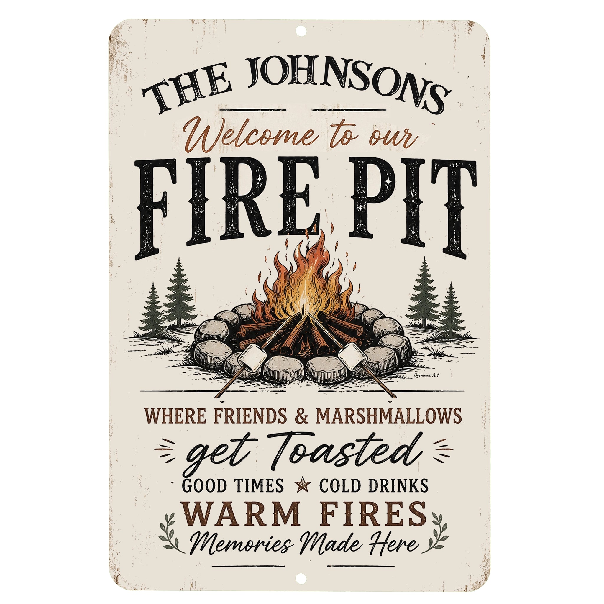 Feel Fan Fun Camping ポスター　サイン付　earthmix Personalized Fire Pit Sign | Rustic Outdoor Decor | Dyenamic Art