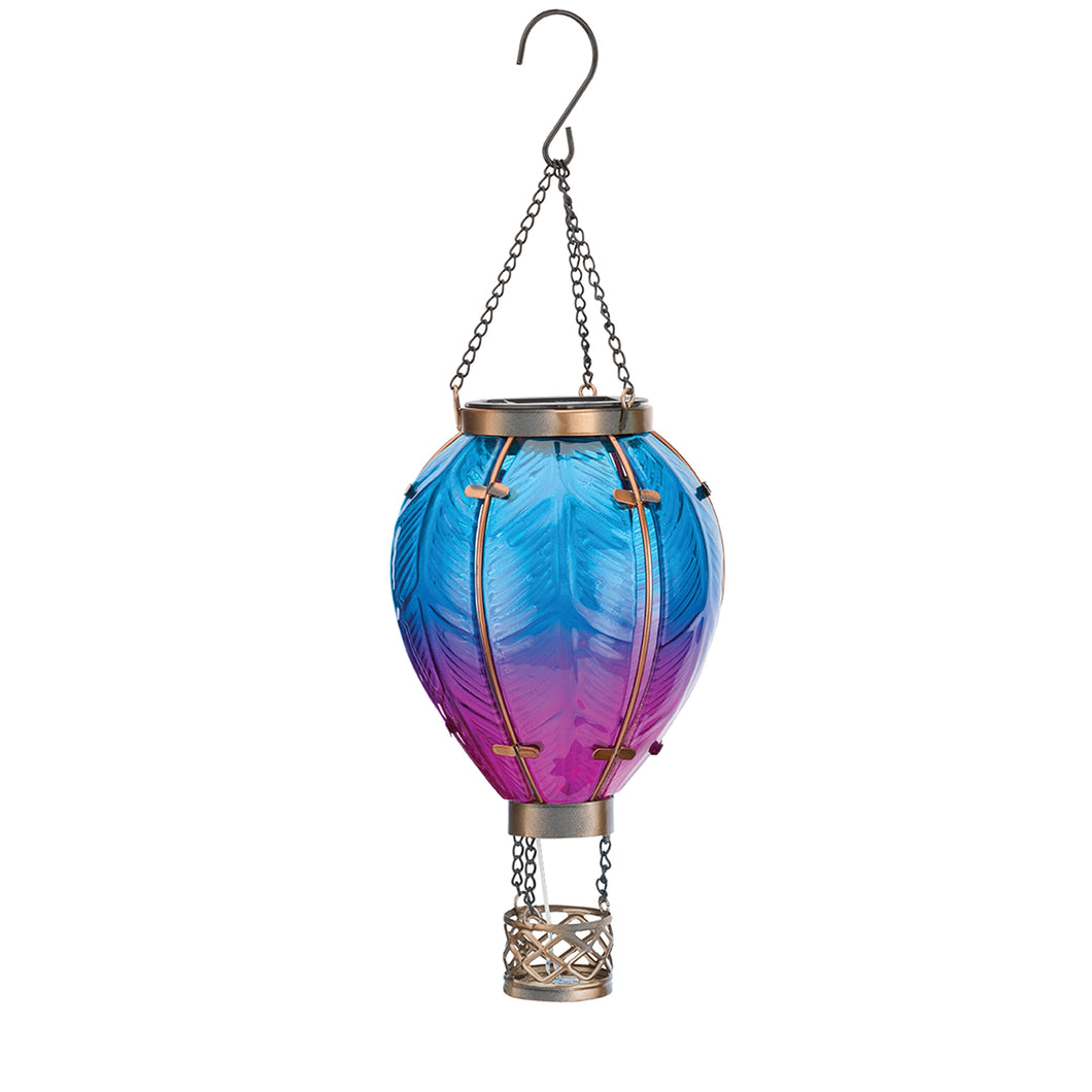 Hot Air Balloon Hanging Solar Lantern Small - Blue