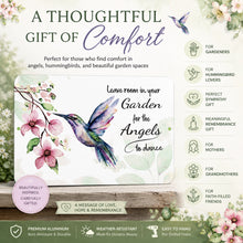 Load image into Gallery viewer, Thoughtful gift graphic for hummingbird angel sign for gardeners, hummingbird lovers, and sympathy gifts