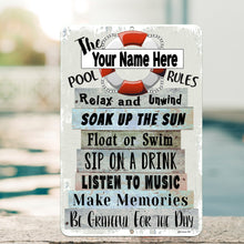 Load image into Gallery viewer, personalized-pool-rules-sign-poolside-decoration-with-quotes-dyenamic-art
