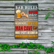 Load image into Gallery viewer, Dyenamic Art - Bar Rules Metal Sign- Funny Quote Bar Sign - Man Cave Beer Dec
