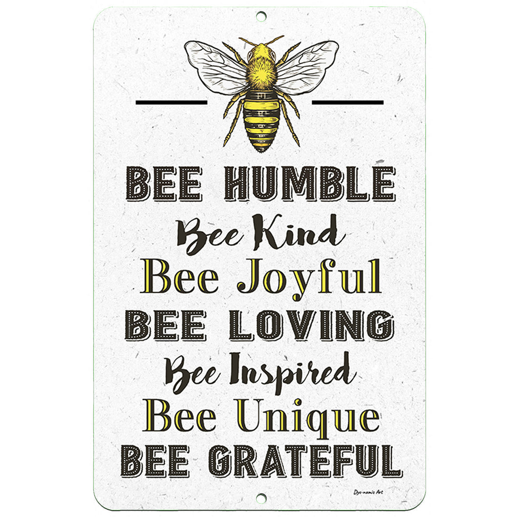 Dyenamic Art - Bee Humble Metal Sign - Positive Bee Sayings - Pollinator Garden Gift