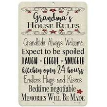 Load image into Gallery viewer, Dyenamic Art - Grandma’s House Rules Sign - Vintage Farmhouse Metal Grandparents Sign

