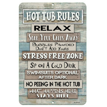 Load image into Gallery viewer, Hot Tub Rules Metal Sign - Pool Spa Decoration - Dyenamic Art
