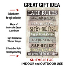 Load image into Gallery viewer, Dyenamic Art - Lake Rules Metal Sign - Custom Outdoor Quote Decor for Lakehouse
