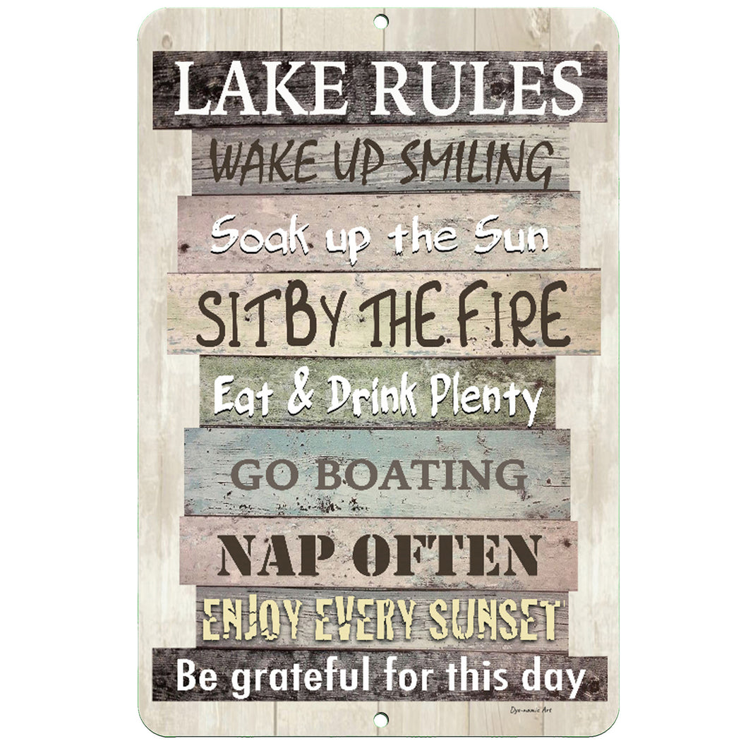Dyenamic Art - Lake Rules Metal Sign - Custom Outdoor Quote Decor for Lakehouse