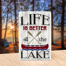 Load image into Gallery viewer, Dyenamic Art - Life Is Better at the Lake Metal Sign - Boating Gift for Nature Lover
