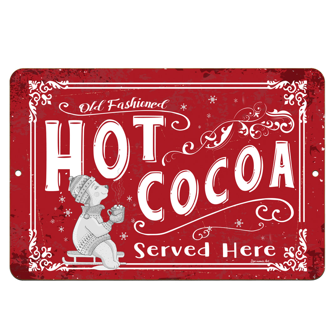 Dyeamic Art - Old Fashioned Hot Cocoa - Red Nostalgic Kitchen Metal Sign