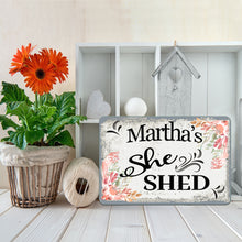 Load image into Gallery viewer, Dyenamic Art - Personalized She Shed Metal Sign - Floral Custom Name Garden Decor
