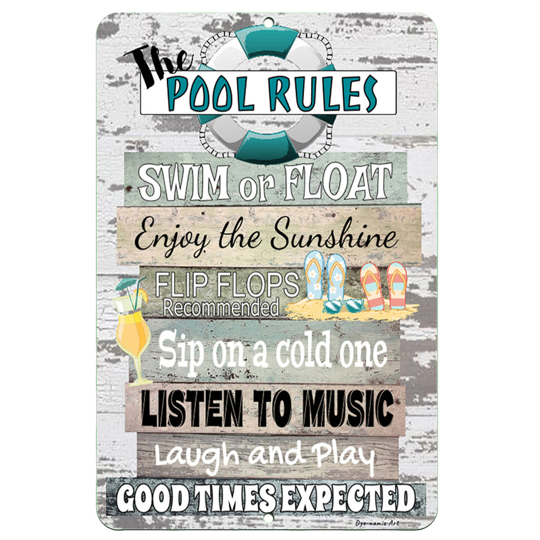 Dyenamic Art - Pool Rules Sign - Metal Outdoor Decoration for Swimming Pool 
