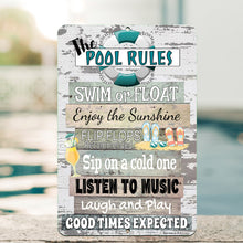Load image into Gallery viewer, Dyenamic Art - Pool Rules Sign - Metal Outdoor Decoration for Swimming Pool 
