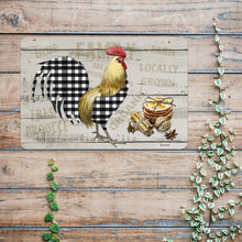 Load image into Gallery viewer, Dyenamic Art - Rooster Metal Sign - Farmhouse Kitchen Décor - Buffalo Check Wall Art
