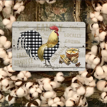 Load image into Gallery viewer, Dyenamic Art - Rooster Metal Sign - Farmhouse Kitchen Décor - Buffalo Check Wall Art
