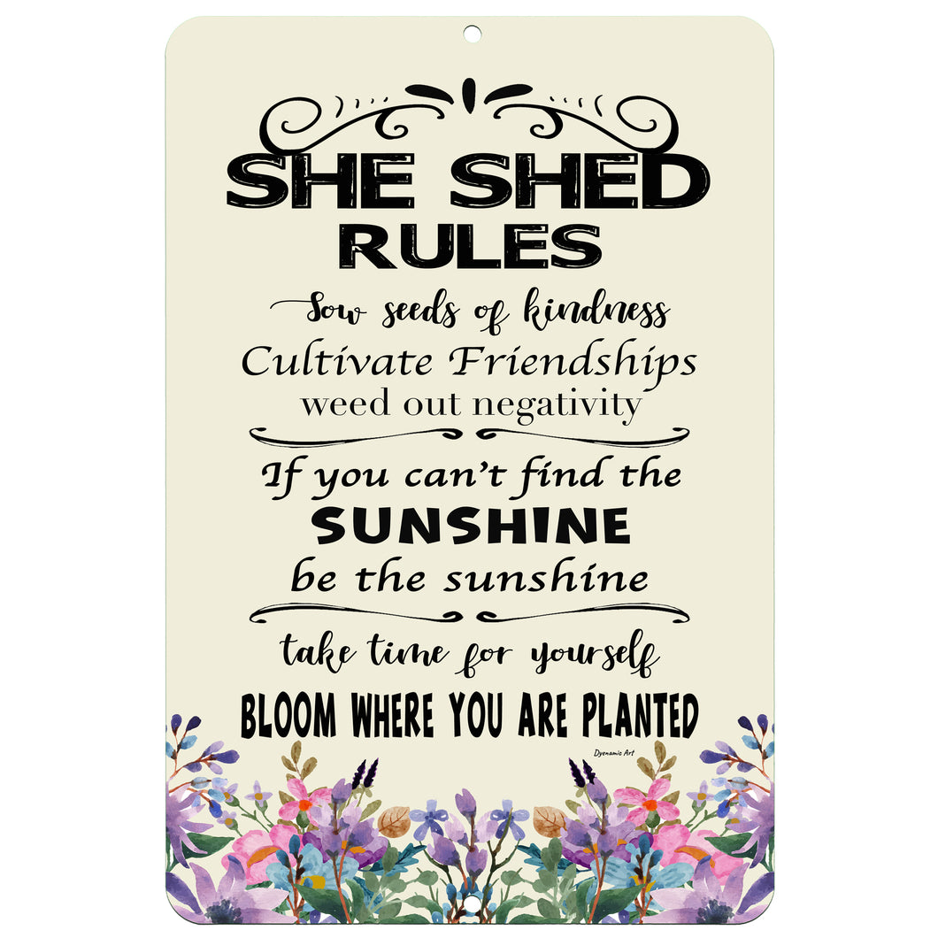 She Shed Sign - Inspirational Garden Sign for Gardeners - Dyenamic Art