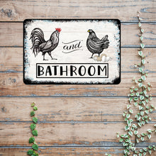 Load image into Gallery viewer, Dyenamic Art - Unisex Restroom - Boy Girl Metal Bathroom Sign - Rooster Bath Decor
