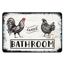 Load image into Gallery viewer, Dyenamic Art - Unisex Restroom - Boy Girl Metal Bathroom Sign - Rooster Bath Decor
