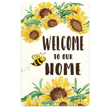 Load image into Gallery viewer, Dyenamic Art - Welcome to Our Home Metal Sign - Sunflower Bee Wall Art Decor
