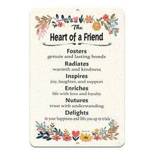 Load image into Gallery viewer, Dyenamic Art Heart of a Friend Metal Sign – Floral friendship-themed decor, perfect for heartfelt gifts and home display.
