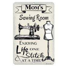 Load image into Gallery viewer, Dyenamic Art Personalized Sewing Room Metal Sign – Custom name sewing decor, perfect for craft rooms and seamstress gifts.
