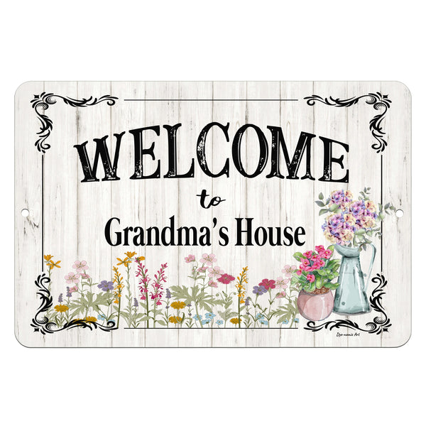 Dyenamic Art Welcome to Grandma’s House Custom Metal Sign – Personalizable grandparent wall decor.