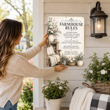 Load image into Gallery viewer, Farmhouse Rules Sign - Cozy Country Home Decor
