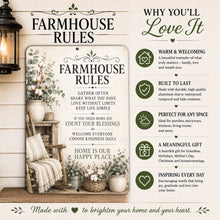 Load image into Gallery viewer, Farmhouse Rules Sign - Cozy Country Home Decor
