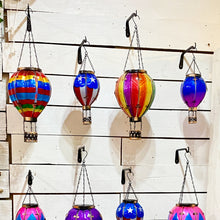 Load image into Gallery viewer, Striped Hot Air Balloon Hanging Solar Lantern Large
