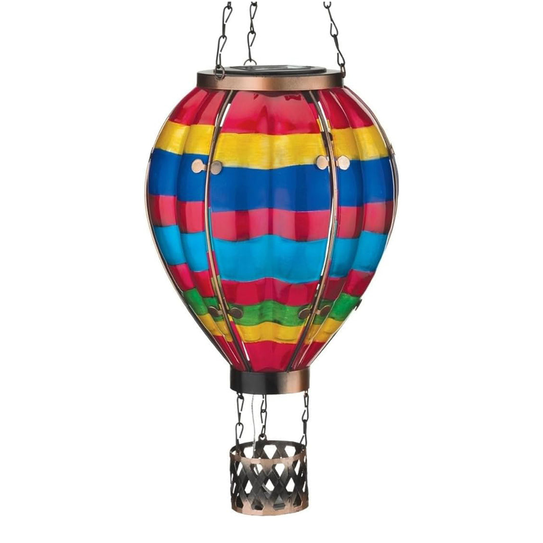 Striped Hot Air Balloon Hanging Solar Lantern Large