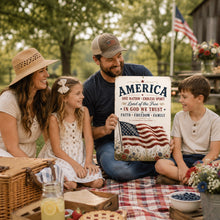 Load image into Gallery viewer, America Patriotic Sign – Rustic Farmhouse American Flag Wall Decor
