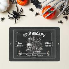 Load image into Gallery viewer, Apothecary Sign - Halloween Decor Metal Wall Art by Dyenamic Art Inc
