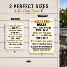 Load image into Gallery viewer, Backyard Rules Sign Aluminum Outdoor Yard Decor Funny Patio Sign
