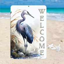 Load image into Gallery viewer, Blue Heron Welcome Sign - Beach Decor
