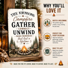 Load image into Gallery viewer, Why You’ll Love It personalized campfire sign feature image with outdoor decor benefits
