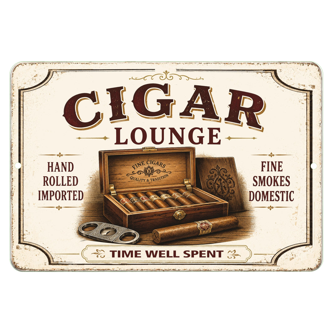 Vintage Cigar Lounge Sign | Man Cave & Home Bar Decor – Dyenamic