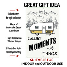 Load image into Gallery viewer, Camping sign infographic featuring vintage camper decor and outdoor adventure styling
