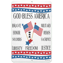 Load image into Gallery viewer, Dyenamic Art - God Bless America Metal Sign – A Bold and Inspiring Patriotic Wall Decor Piece, Perfect for Veterans, Military Families, and Proud Americans.
