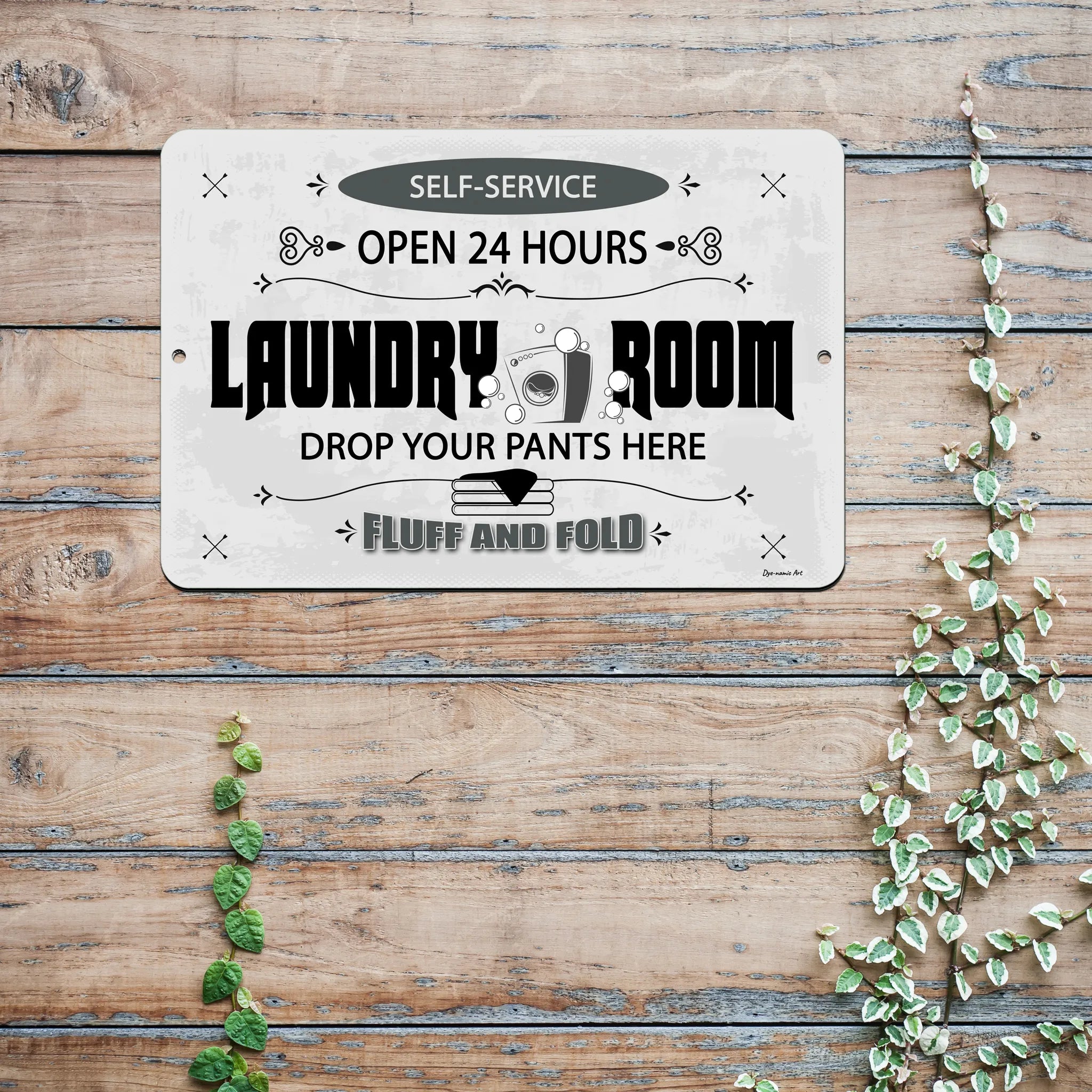 The Laundry Room - Open 24 Hours - Never Ending Cycle Metal Sign Humorous Plaque 19802 P The Laundry Room - Open 24 Hours - Never Ending Cycle Metal Sign Humorous Plaque 19802 P