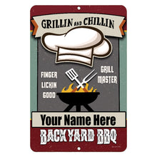 Load image into Gallery viewer, Dyenamic Art - Personalized Backyard Metal Sign – A Custom Outdoor Decor Piece Designed for Backyard Gatherings, Featuring a Vintage Aesthetic with Warm and Welcoming Messaging.
