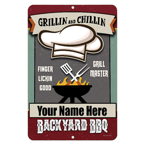 Dyenamic Art Personalized Backyard Metal Sign – Custom outdoor decor with a vintage aesthetic and welcoming messaging for gatherings.