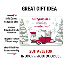 Load image into Gallery viewer, Winter Wonderland Metal Sign - Highlights durable aluminum, vibrant colors, and suitability for indoor and outdoor use. A perfect holiday camper gift.
