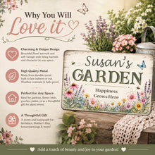 Load image into Gallery viewer, Custom garden sign with four inspirational saying options and personalized farmhouse floral design
