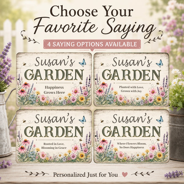Personalized Garden Sign - Floral Cottage Garden Decor