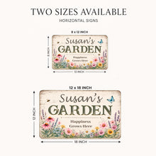 Load image into Gallery viewer, Personalized horizontal garden sign available in 8x12 and 12x18 inch sizes
