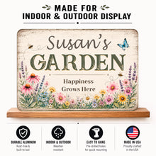 Load image into Gallery viewer, Personalized garden sign made for indoor and outdoor display with weather resistant aluminum construction
