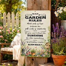 Load image into Gallery viewer, Plant Seeds of Hope garden metal sign displayed among flowers and garden plants

